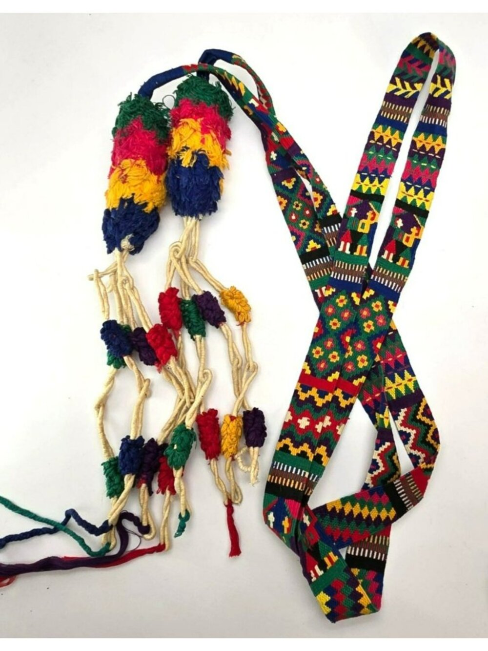 Handwoven Multicolor Vintage Guatemalan Cinta Hair Ribbon or Belt CM2362